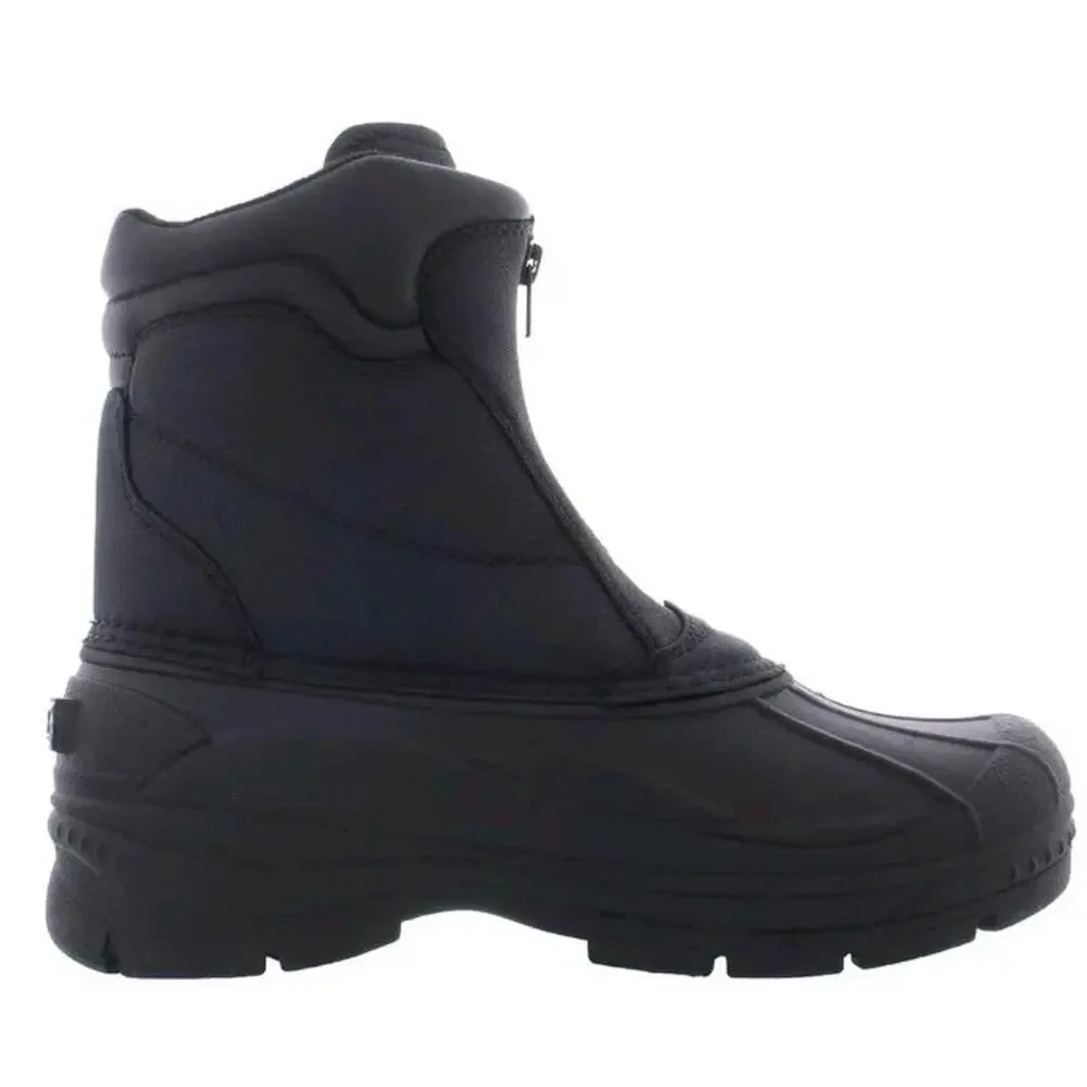 Totes Cassel Mens 12 Black Waterproof Insulated Winter Snow Boots Front Zip